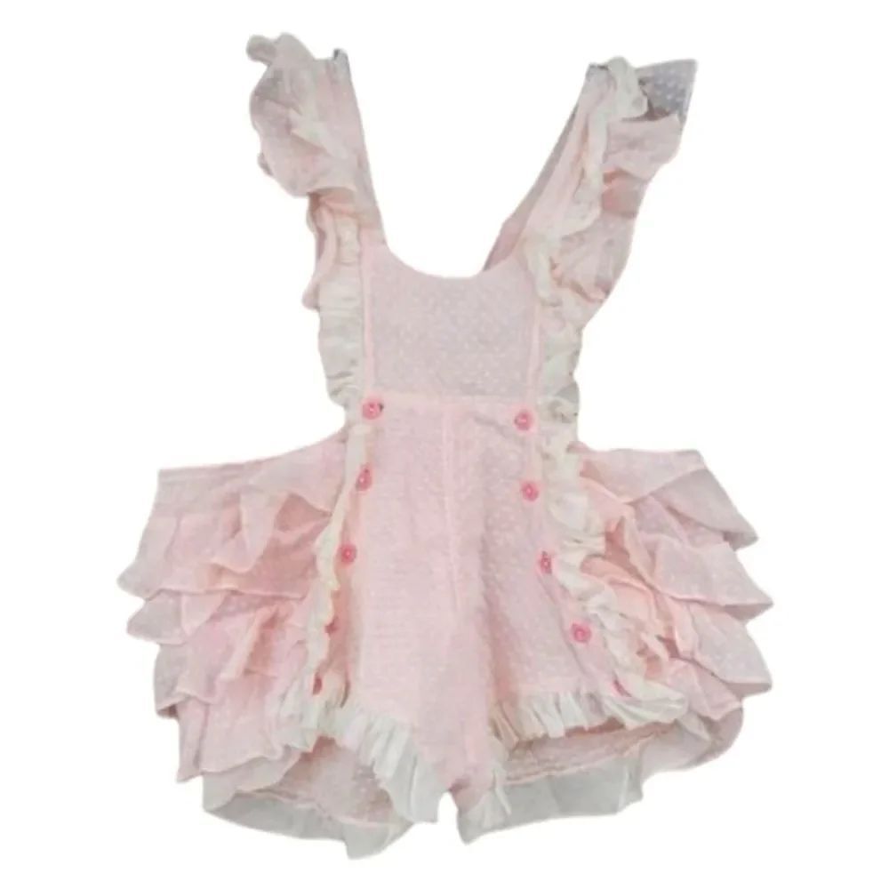 Barbie Frocks Originals Baby Pink 1950s Girls Infant Vintage Romper Ruffled